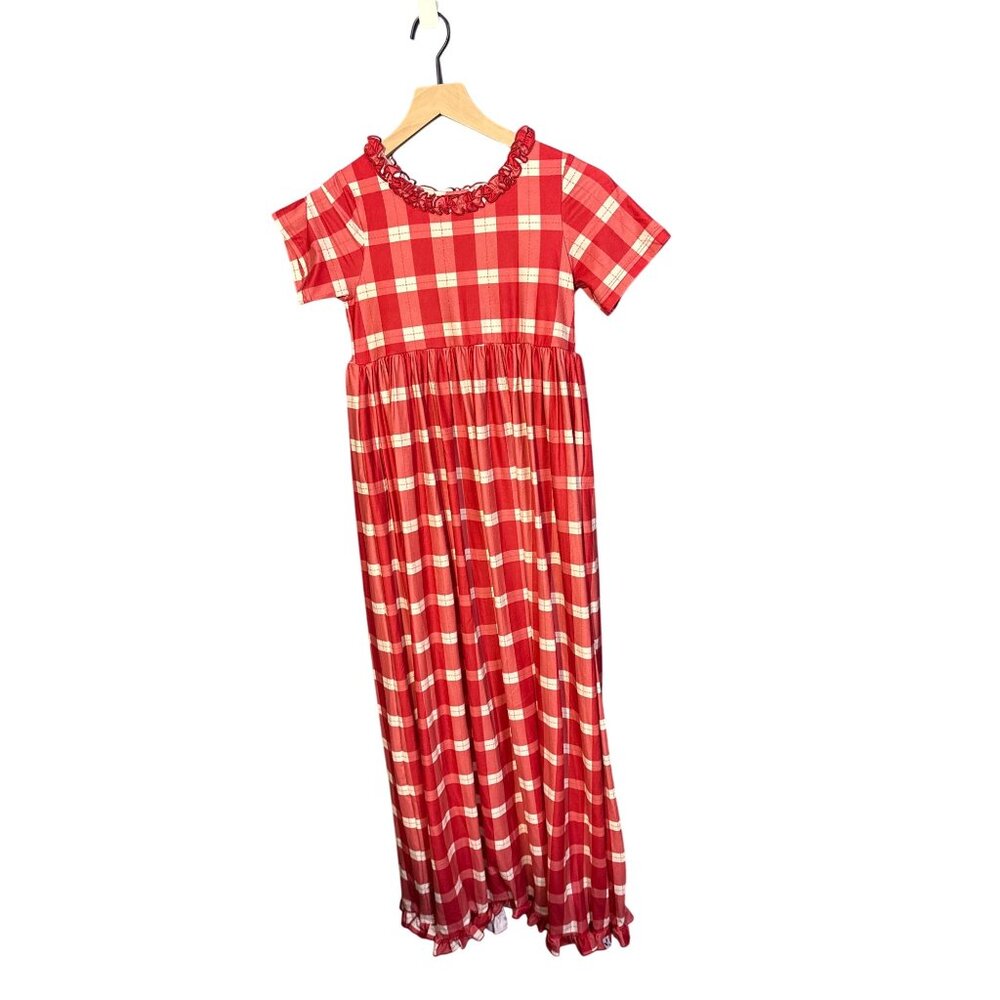 Sweethoney Girls Red & White Plaid Maxi Dress 12y